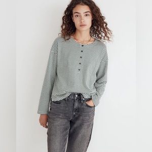 Madewell Henley Striped Long Sleeve Size Medium